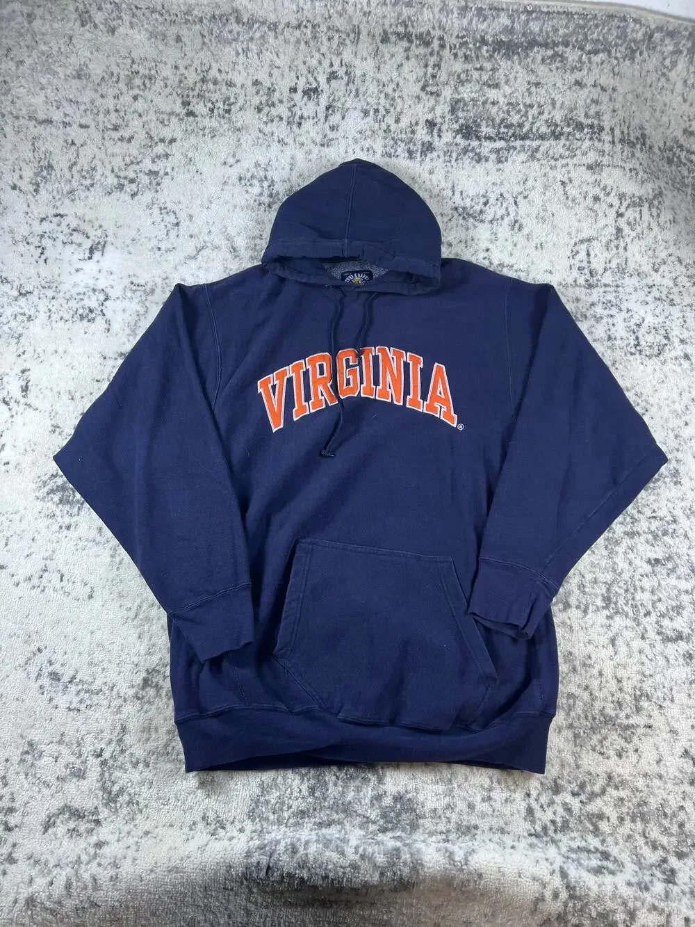 Vintage Steve & Barry's Spellout Hoodie Mens XL Blue Virginia Sports Sweatshirt